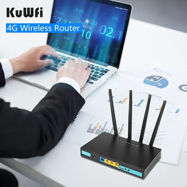 KuWFi 4G LTE Router with SIM Card Slot, Unlocked 4G WiFi Router with External Antennas, Industrial Wireless CPE Internet Routers for Home/Office, Work with AT&T and T-Mobile - Image 6