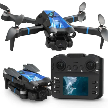 M18LCD Drone with 1080P Camera 45° Adjustable Lens Brushless Motor Rechargeable LCD Remote Foldable RC Quadcopter for Beginners