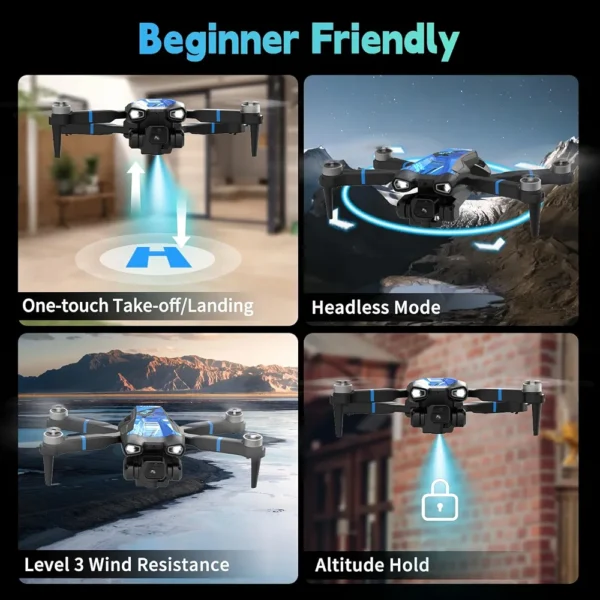 M18LCD Drone with 1080P Camera 45° Adjustable Lens Brushless Motor Rechargeable LCD Remote Foldable RC Quadcopter for Beginners - Image 4