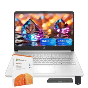 HP Stream 14" HD Laptop, Intel Processor N150, 16GB RAM, 288GB Storage(128GB UFS+160GB Docking Station Set), Intel Graphics, 1 Year Office 365, Copilot, Fast Charge, Wi-Fi 6, Win 11 S, Silver