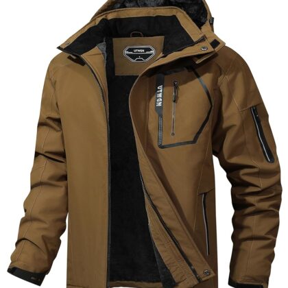 Men’s Ski Jacket Winter Warm Snow Coat Waterproof Windbreaker Hooded Work Outerwear Snowboarding Jackets